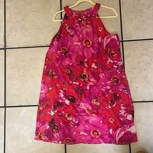 Women’s pink floral dress.